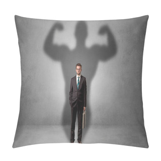 Personality  Businessman With Muscular Shade Behind His Back Pillow Covers
