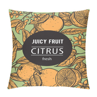 Personality  Template Hand Drawn Design With Citrus Fruits Pillow Covers