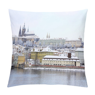 Personality  Romantic Snowy Prague Gothic Castle Above The River Vltava, Czech Republic Pillow Covers