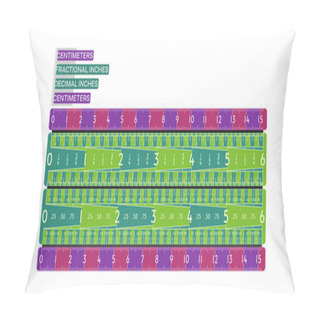 Personality  Comparison Among Rulers In Fractional Inches, Decimal Inches And Centimeters Pillow Covers