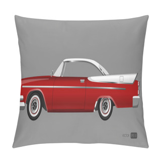 Personality  Red Retro Car On Gray Background Pillow Covers