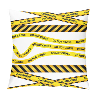 Personality  Illustration Vector Graphic Of Quarantine Tape Isolated On Black Background. Warning Sign Of Quarantine. Pillow Covers