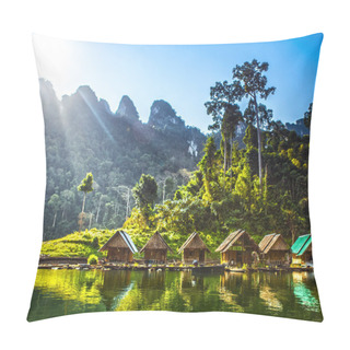 Personality  Houses On A Raft On The Lake In Islands In Southeast Asia Pillow Covers