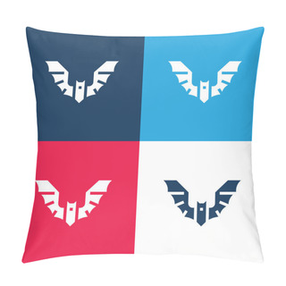 Personality  Bat Blue And Red Four Color Minimal Icon Set Pillow Covers