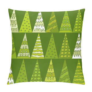 Personality  Spruce, Trees, Green, Christmas, Triangles, Geometric, Green Background, Seamless. Pillow Covers