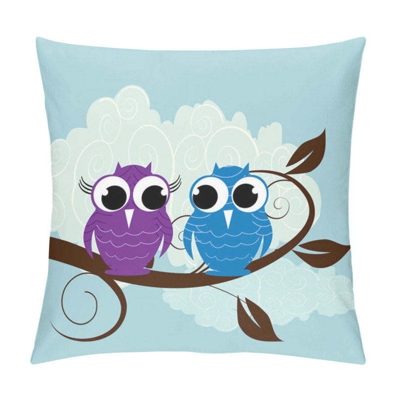 Personality  Vector illustration of two cute owl pillow covers