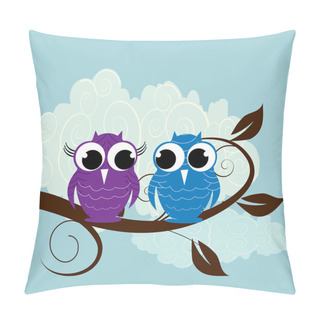 Personality  Vector Illustration Of Two Cute Owl Pillow Covers