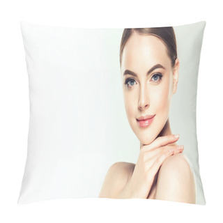 Personality  Beautiful Young Woman With Clean Fresh Skin. Face Care . Facial Treatment . Cosmetology , Beauty And Spa . Pillow Covers