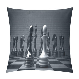 Personality  Black Vs Wihte Chess Pawn Background. High Resolution Pillow Covers