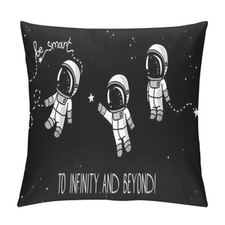 Personality  Three Cute Hand Drawn Astronauts With Stars Pillow Covers