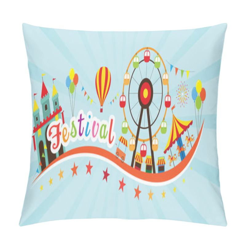 Personality  Festival Typeface with objects and Icons pillow covers