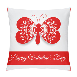 Personality  Vector Greeting Card With Butterfly For Valentine's Day. Pillow Covers