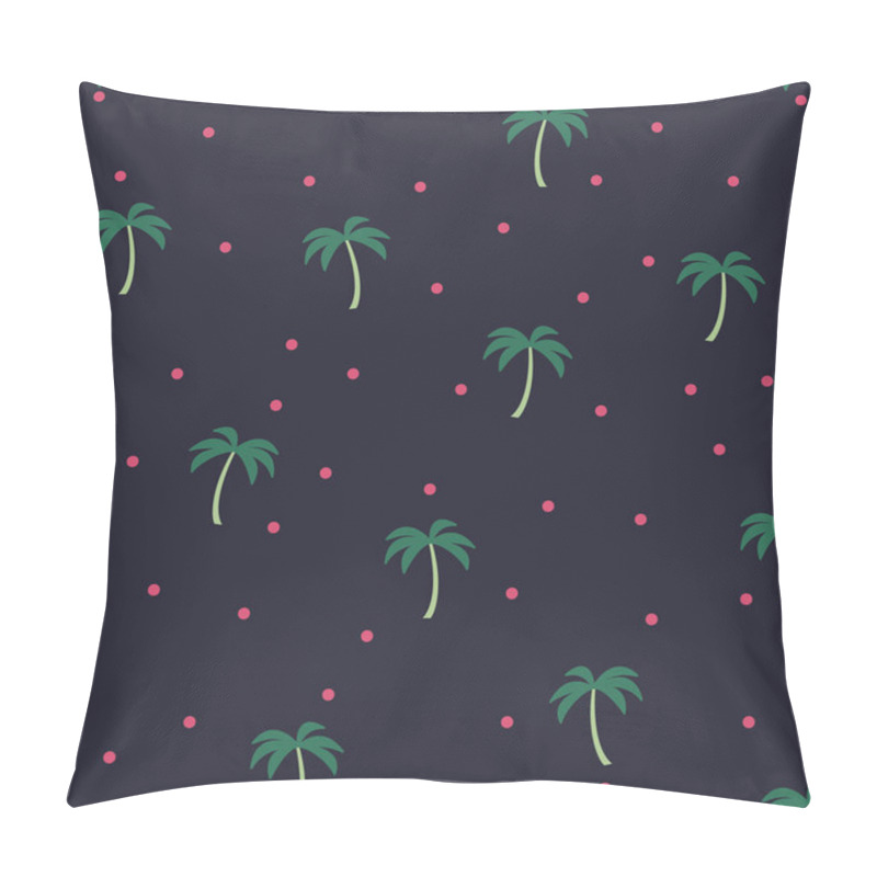 Personality  Vector seamless pattern with green palms on dark blue background with polka dot. Can be used for wallpaper, pattern fills, web page background,surface textures pillow covers