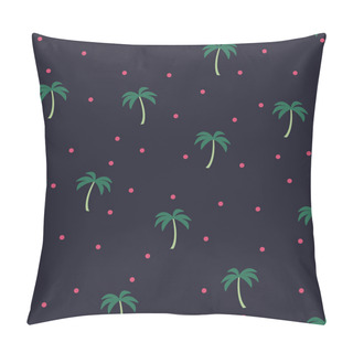 Personality  Vector Seamless Pattern With Green Palms On Dark Blue Background With Polka Dot. Can Be Used For Wallpaper, Pattern Fills, Web Page Background,surface Textures Pillow Covers