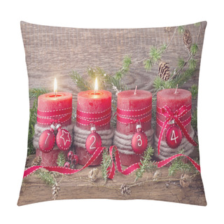 Personality  Four Red Christmas Candle  Pillow Covers