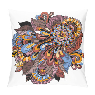 Personality  Beautiful Doodle Art Floral Composition. Tattoo Flower Template. Doodle Floral Drawing. Zentangle Floral Ornament Pillow Covers