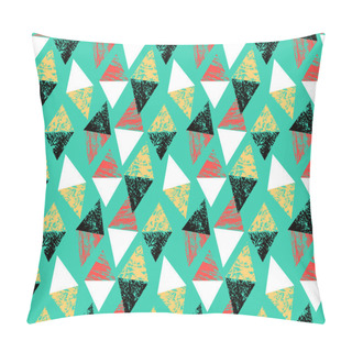 Personality  Grunge Hand Painted Pattern With Triangles Pillow Covers