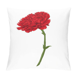 Personality  Beautiful Red Carnation Isolated On White Background. Pillow Covers