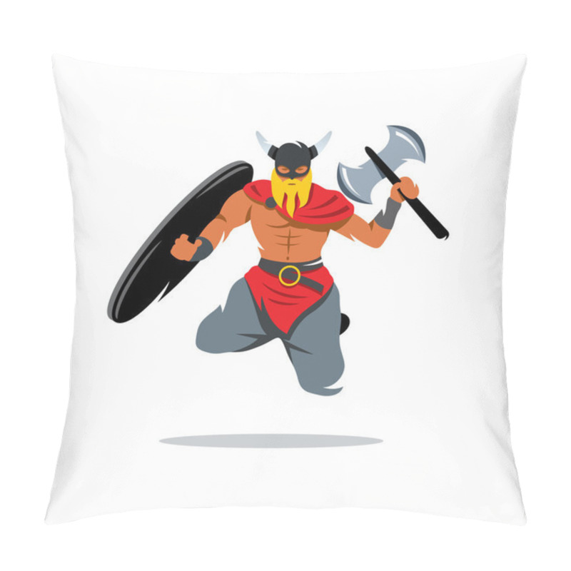 Personality  Vector Viking Warrior Cartoon Illustration. pillow covers