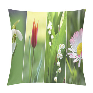 Personality  Collage Of Four Springtime Flowers Pillow Covers