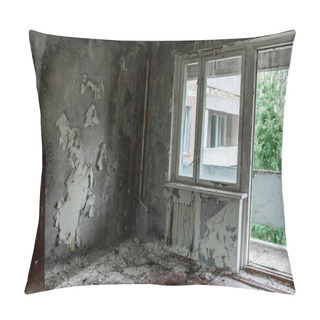 Personality  Damaged And Dirty Room With Flaky Walls In Chernobyl  Pillow Covers