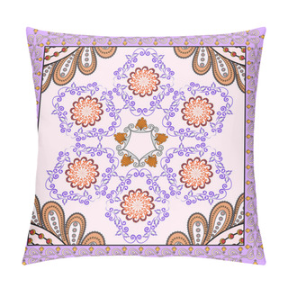 Personality  Bandanna  With Lilac  Orange Ornament On A Light Background Pillow Covers