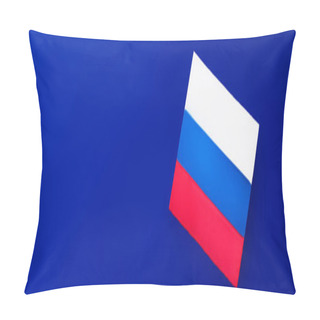 Personality  Top View Of Russian Flag On Blue Background With Copy Space, Banner  Pillow Covers