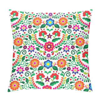 Personality  Mexican Folk Art Vector Seamless Pattern With Flowers, Textile Or Fabric Print Design Inspired By Traditional Embroidery Ornaments From Mexico  Pillow Covers