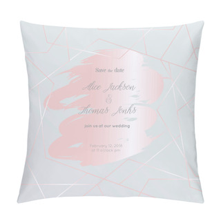 Personality  Rose Gold Polygonal Background With Grunge Brush Stroke. Design Template For Invitation, Greeting Card, Print, Poster. Vector Illustration Pillow Covers
