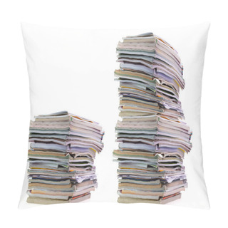 Personality  Stacks Of Books, Paper, School Documents, University, Library, Study Or Office, And Old Books For Recycling. Isolated On White Background Pillow Covers