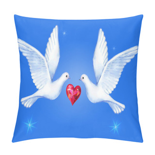 Personality  Watercolor Soaring Pigeons Pair, Vector Illustration Pillow Covers