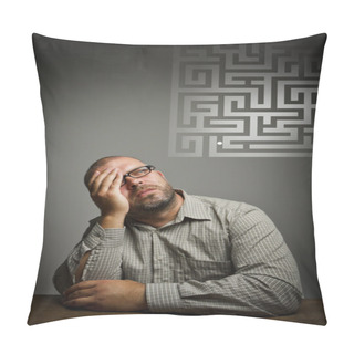 Personality  Man In Thoughts. Dreamer And Maze. Pillow Covers