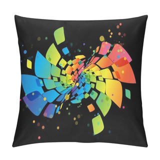Personality  Rainbow Background, Abstract Multicolored Design Element On Blac Pillow Covers