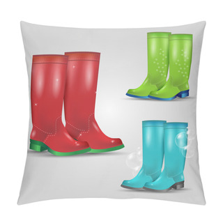 Personality  Colored Rubber Boots Vector Set Pillow Covers
