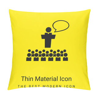 Personality  Big Group Of Small Students With Giant Professor In Front Of The Class Talking Minimal Bright Yellow Material Icon Pillow Covers