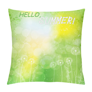 Personality  Green Background Hello  Summer Pillow Covers