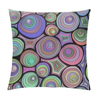 Personality  Hand Drawn Doodle Seamless Pattern With Circles Ornament. Crazy Color Palette. Psychedelic Concentric Circles. Pillow Covers