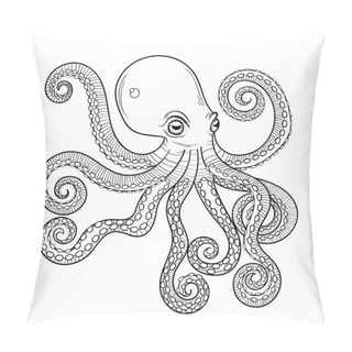 Personality  Hand Drawn Engraving Octopus, Animal Totem For Adult Coloring Pa Pillow Covers