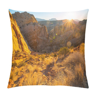 Personality  Sandstone Formations In Utah, USA. Beautiful Unusual Landscapes. Pillow Covers