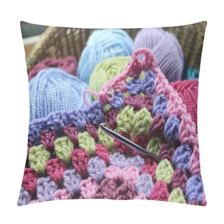 Personality  Basket Of Crochet Pillow Covers