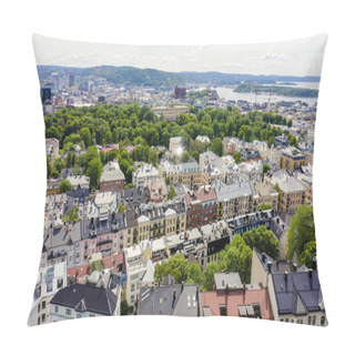 Personality  Oslo, Norway. Royal Palace. Slottsplassen. Palace Park, From Drone  Pillow Covers