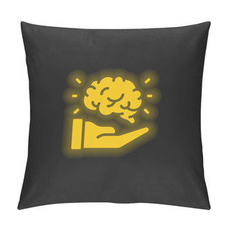 Personality  Brain Yellow Glowing Neon Icon Pillow Covers