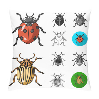Personality  Different Kinds Of Insects Cartoon,black,flat,monochrome,outline Icons In Set Collection For Design. Insect Arthropod Vector Symbol Stock Web Illustration. Pillow Covers