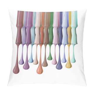 Personality  Brushes With Dripping Colorful Nail Polish Isolated On White Pillow Covers