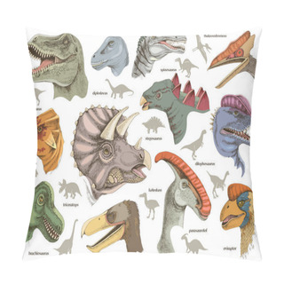 Personality  Set Of Hand Drawn Realistic Dinosaurus. Pillow Covers