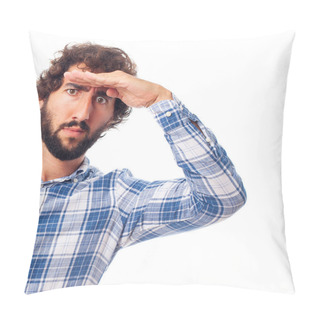 Personality  Young Man Looking And Searching Pillow Covers