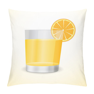 Personality  Glass With Orange Juice And An Orange Segment. Vector Illustration Pillow Covers