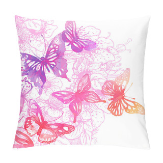 Personality  Background With Butterflies And Flowers Pillow Covers
