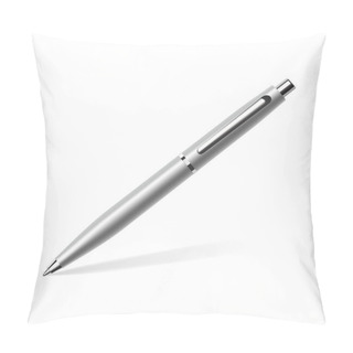 Personality  Realistic Silver Ball Pen With Soft Shadow. Vector Pillow Covers