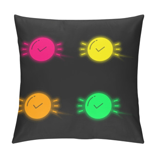 Personality  Approval Four Color Glowing Neon Vector Icon Pillow Covers